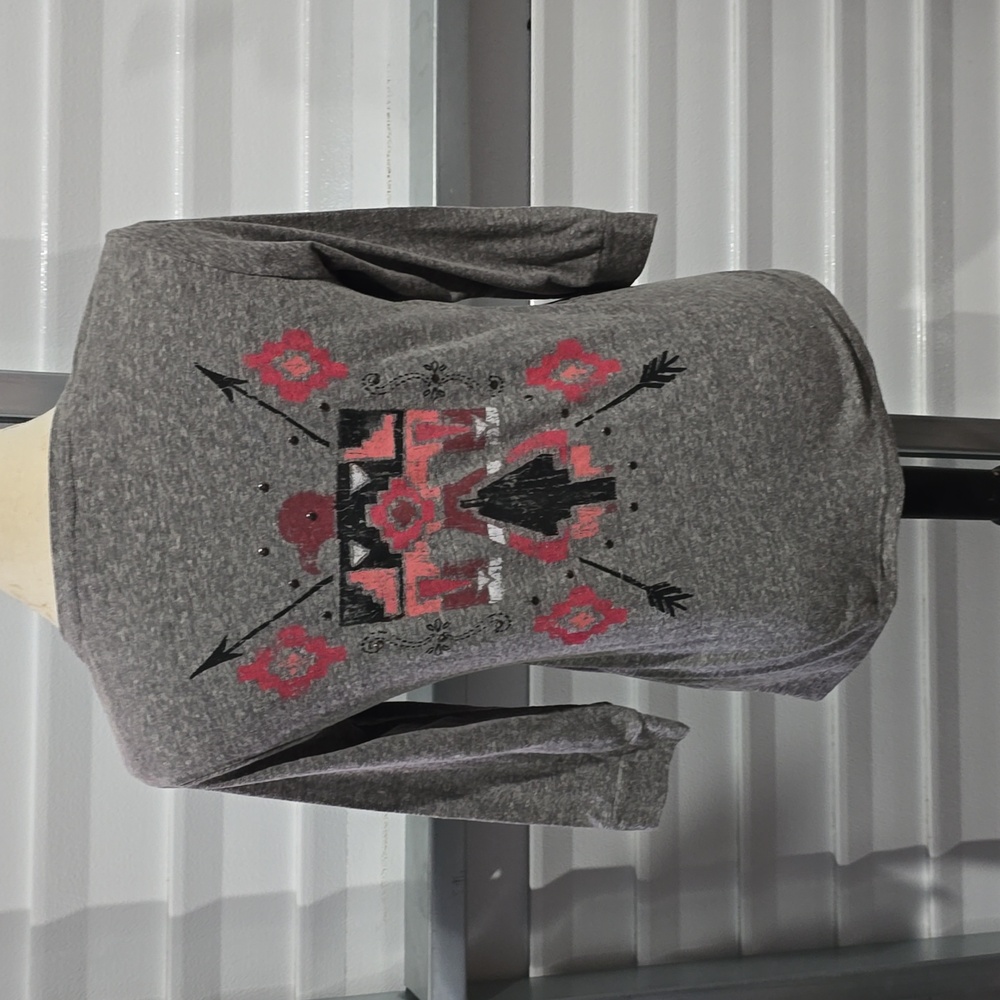Ariat Gray and Pink Graphic Women's Top Size S/P